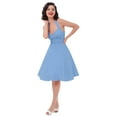 thumbnail image 6 of IBTOM CASTLE Women's Vintage Polka Dot Audrey Dress 1950s Halter Retro Cocktail Prom Dress Rockabilly Wedding Hepburn 50's 60's Party Swing Gown S Blue - Pleated, 6 of 8