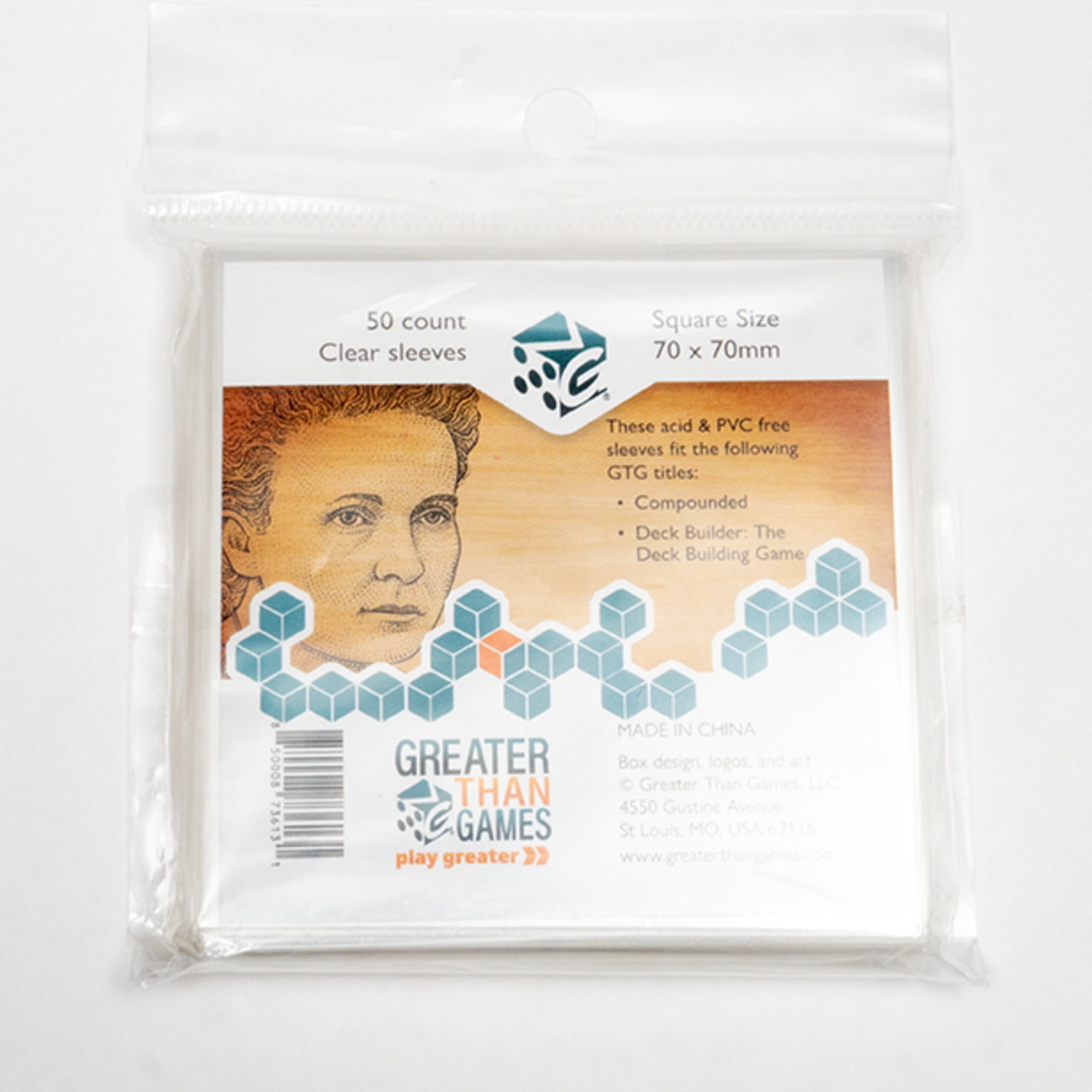 Greater Than Games | Square Size Card Sleeves | 70x70 mm | Acid Free & PVC Free | Card Game Protective Accessory | Includes 50 Sleeves
