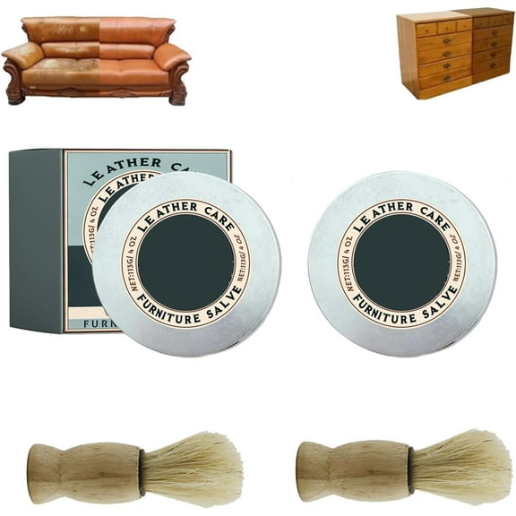 Snauff Leather & Furniture Repair Salve, Snauff Leather & Wood Furniture Salve, for Wood for Sofa, Car Seats with Brush (2pcs)