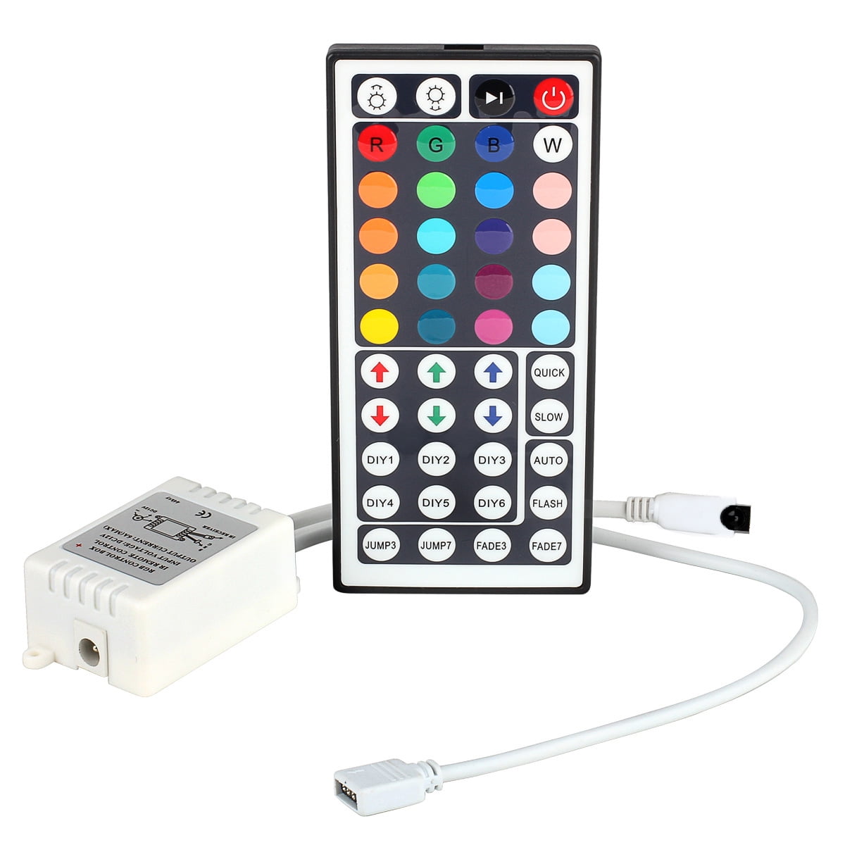SUPERNIGHT Black PCB RGB 16.4ft 300LEDs Flexible 5M 60Leds/m SMD 5050 LED Strip Light Non-Waterproof + 4-Pin 44Keys IR Remote Controller + DC 12V Power Supply