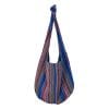 Canvas Striped Fashion Crossbody Bag Women Boho Handbag Hippie Bag Decor Bag (Blue)
