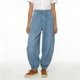 thumbnail image 5 of Miqool Women's Baggy Jogger Jeans Low Rise Drawstring Elastic Denim Pants Loose Casual Workwear Pants with Pockets, 5 of 9