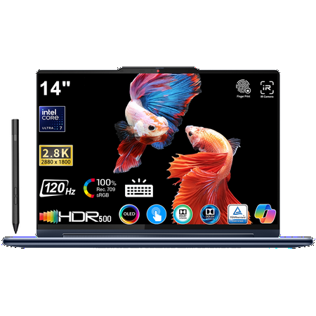 Lenovo Yoga 9i AI Powered 2-in-1 Laptop 14" 2.8K OLED 120Hz 400Nits HDR 500 Touchscreen, Ultra 7-155H, 16GB RAM,1TB SSD, Backlit KB, FP Reader, Thunderbolt 4, Win11 W/ Active Pen &Sleeve