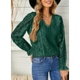 thumbnail image 3 of Asyoly Women's Casual Long Sleeve Blouse Lace Crochet V Neck Button Keyhole Back Top Shirt, 3 of 6