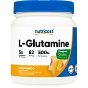 Nutricost L-Glutamine Powder Sweetened with Stevia (500 Grams / 5 Grams L-Glutamine Per Serving/Peach Mango) | L-Glutamine Supplement for Gut Support - Gluten Free, Non-GMO