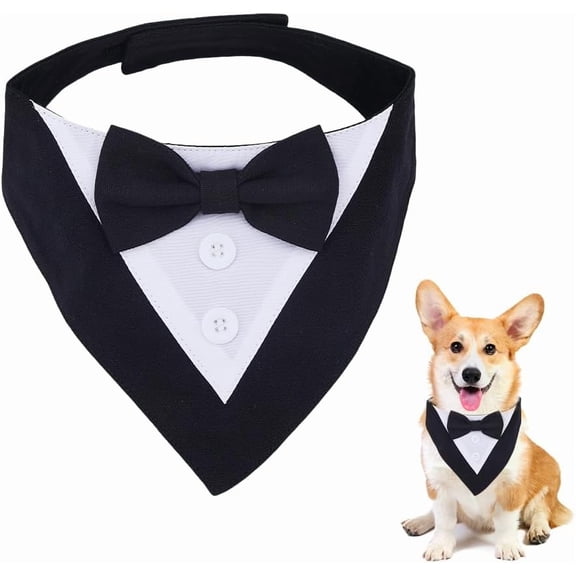 Dog Tuxedo Dog Suit Dogs Wedding Outfit Tie Shirt Adjustable Dogs Tux Formal Puppy Costumes Pet Outfit with Bowtie