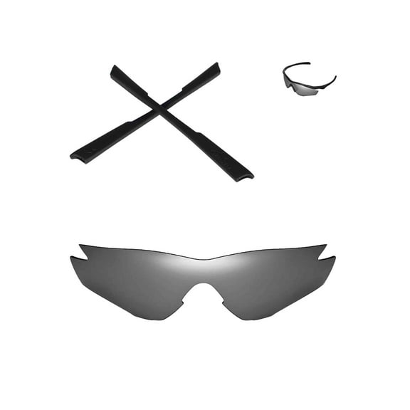 Walleva Titanium Replacement Lenses And Black Earsocks for Oakley M2 Sunglasses