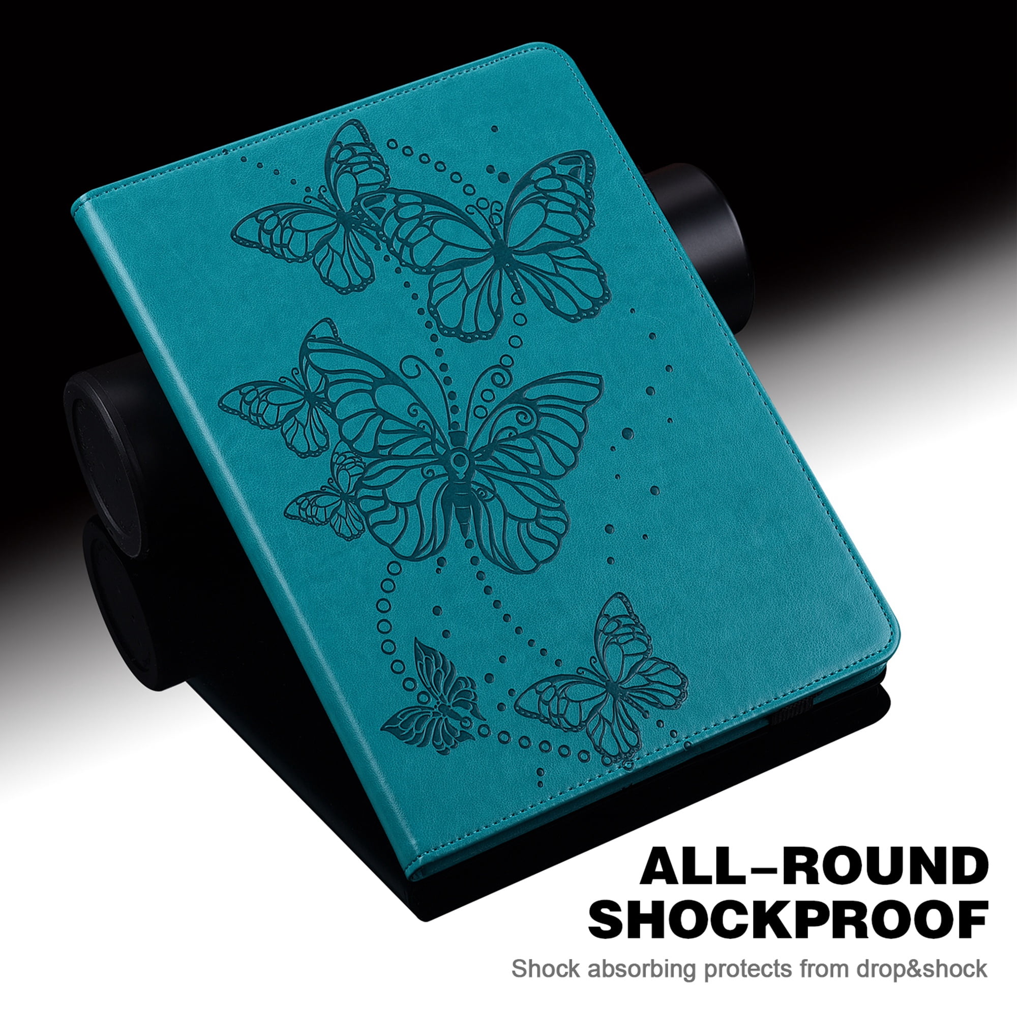 Allytech iPad 10th Gen Case, iPad 10.9" 2022 Case, PU Leather Butterfly Embossed Shockproof Auto Sleep Wake Pencil Holder Kickstand Elastic Band Protective Case Cover for Apple iPad 10th Gen 10.9"