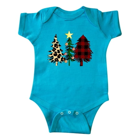 

Inktastic Three Christmas Trees in Plaid and Leopard Print Gift Baby Boy or Baby Girl Bodysuit