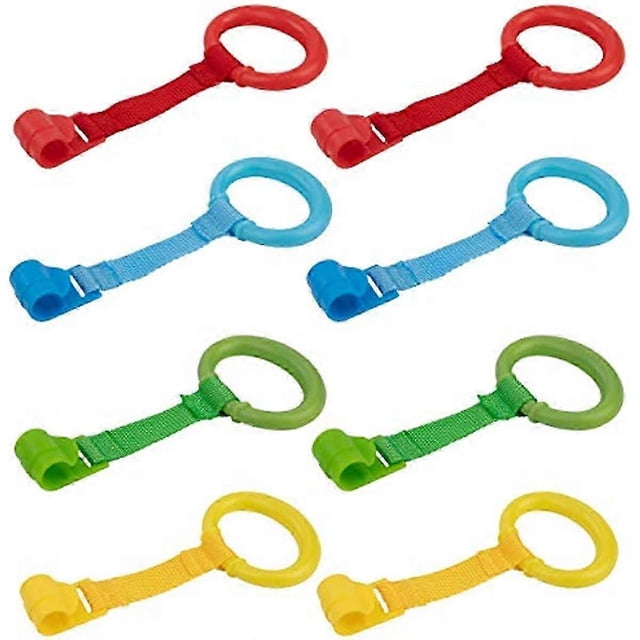26-27 8pcs Baby Cot Rings Multicolor Toy Hook Crib Rings for Baby Practicing Standing Walking Training Tool