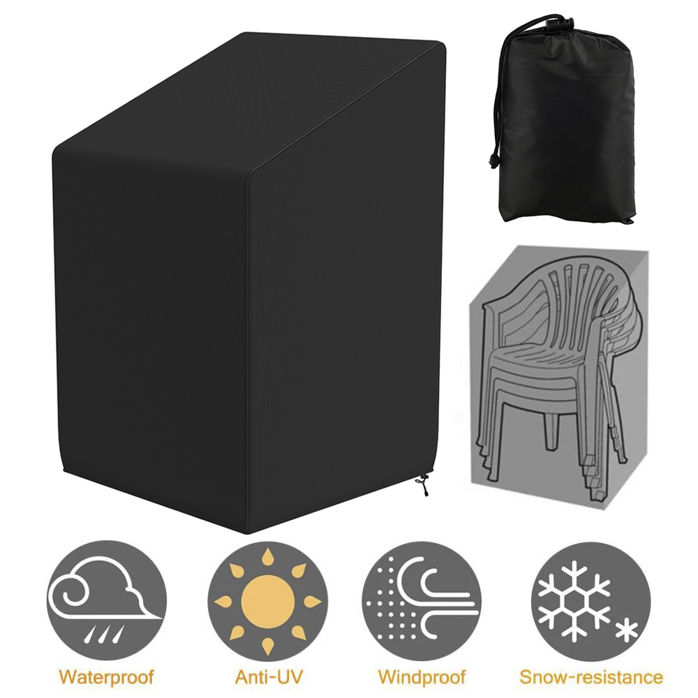 Heavy Duty Lawn Garden Patio Chair Cover Waterproof Sun Protective High Back Rocking Chair Furniture Protector Black (black )