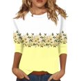 thumbnail image 1 of Generic Hauts à Manches 3/4 pour Femmes, Imprimé Floral Décontracté, Blouse d'Été Ample, 1 of 1
