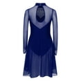 thumbnail image 4 of Haitryli Kids Girls Long Sleeve Lyrical Dance Dress Shiny Rhinestones Leotard with Wrap Skirt Ice Skating Dress Navy Blue 16, 4 of 5