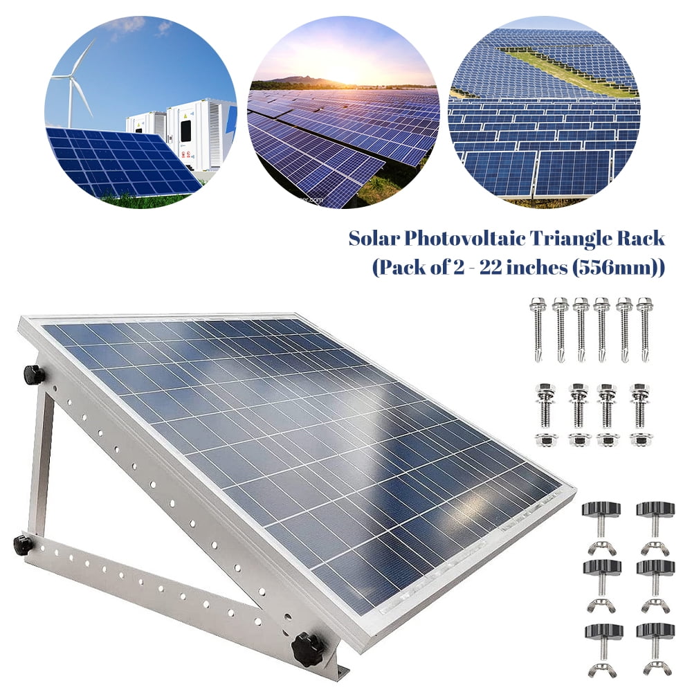 MDHAND 22" Adjustable Solar Panel Mount Bracket with Foldable Tilt Legs for RV, Rooftop, Boat, Any Off-Grid System
