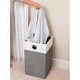 thumbnail image 3 of Grey & White Foldable Cloth Laundry Hamper with Handles - Collapsible Dirty Clothes Sorter for Easy Storage, 3 of 4
