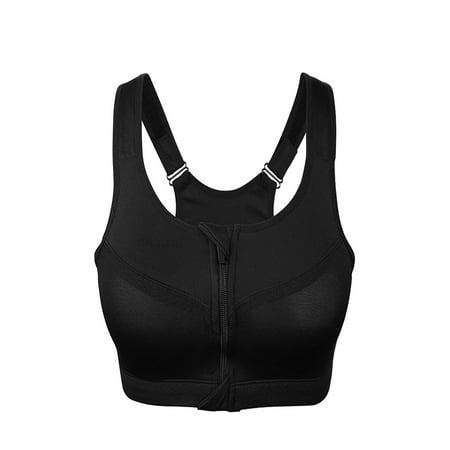 

Women Padded Seamless Sport Bra Front Zip Yoga Gym Fitness Workout Running Vest