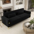 thumbnail image 2 of 3 Seat Sofa, Modern and Luxury Sofa with Velvet Upholstered, Golden Accents, High Backrest, 2 Pillows, Sofa for Living Room, Bedroom, Office, Black, 2 of 8