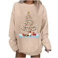 thumbnail image 2 of Hauts Décontractés pour Femmes Col Rond Imprimé Arbre de Noël Neige Manches Longues Blouse, 2 of 4