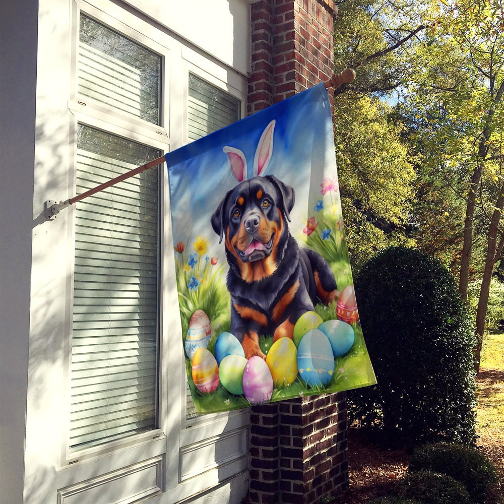 Rottweiler Easter Egg Hunt House Flag 28 in x 40 in
