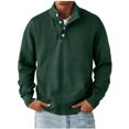 thumbnail image 2 of LEKWK Button Neck Sweatshirt for Men Stand Collar Long Sleeve Pullover with Ribbed Cuffs and Hem Soft Relaxed Fit Casual Top for Travel Lounge Outdoor Work and Everyday Layering, 2 of 5