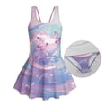 thumbnail image 6 of Uourmeti Girls' One Piece Skirted Swimsuit - Cute Cartoon Axolotl Pastel Water Design | Quick Dry, Stretchy Swim Dress for Beach & Pool Vacations, 6 of 8