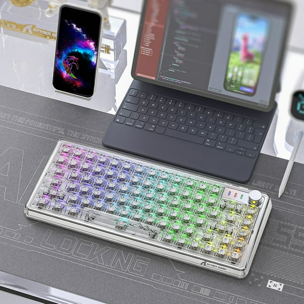 Teclado mecánico 3 Modo Inalámbrico 2.4G Teclado de computadora RGB K75 para PC Laptop