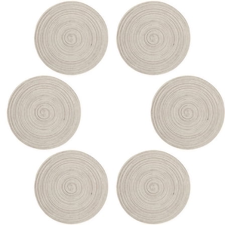 AUQ Handwoven Placemats Set of 6,Natural Linen and Cotton Table Placemats,Heat-Resistant Oval Placemats for Dining Table