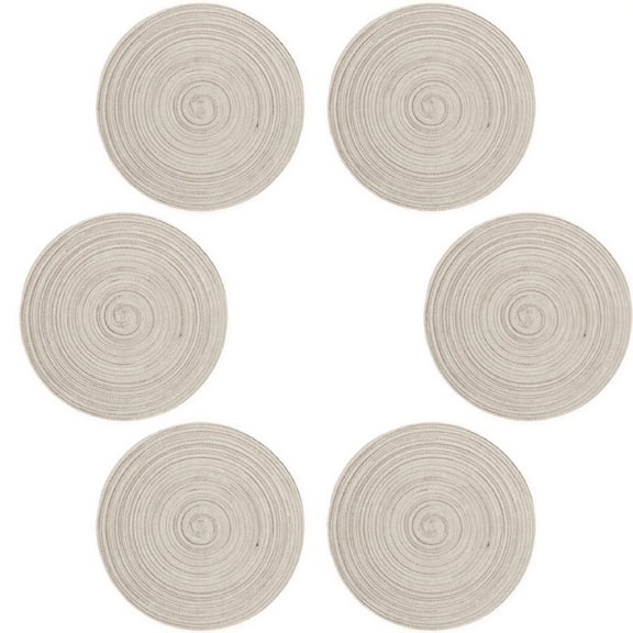 AUQ Handwoven Placemats Set of 6,Natural Linen and Cotton Table Placemats,Heat-Resistant Oval Placemats for Dining Table
