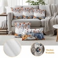 thumbnail image 6 of Orange Blue Pumpkins Fall Outdoor Waterproof Pillow Covers, Thanksgiving Floral Botanical Decorative Square Throw Pillowcase Sofa Cushion Sham for Patio/Couch/Chair, 18"x18" 2 Pack, 6 of 8