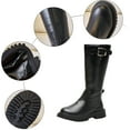 thumbnail image 6 of Girls Knee High Motorcycle Boots Fashion Buckle Winter Waterproof Tall Riding Booties Lug Sole Chunky Heel Zipper Dress Long Boots Black 13 Little Kids, 6 of 6