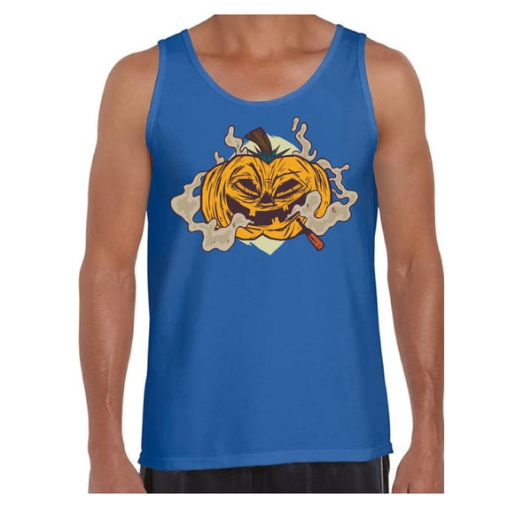 Awkward Styles Halloween Sleeveless Shirt Smoking Pumpkin Tank Top for Men