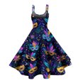 thumbnail image 3 of Fgvctg Mardi Gras Dress Party for Women Cute Sleeveless Cocktail Dress Classy Parade 1950s Tea Dress Carnival Glitter Mask Print Outfit Vintage Crewneck Clothing Dark Blue 2XL, 3 of 4