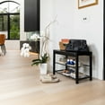 thumbnail image 6 of Danya B. Black Leatherette Entryway Shoe Storage Bench with Black Metal Frame, 6 of 11