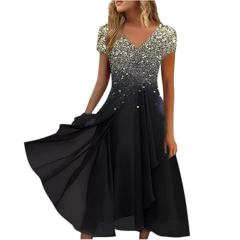 Cape Sleeve Sequin V Neck A Line Maxi Party Dress Cape Sleeve Sequin V Neck A Line Maxi Party Dress