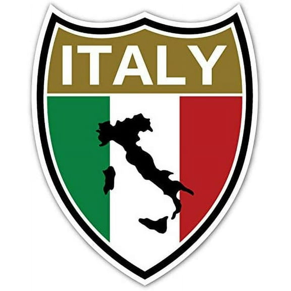 (Pack of 3 Stickers) Italian Italy Flag Shield Design Vinyl Decal Bumper Sticker 4” X 5”