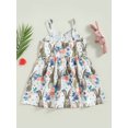 thumbnail image 4 of Bagilaanoe Little Girl Easter Dress Floral Rabbit Print Sleeveless A-line Dresses 2T 3T 4T 5T 6T 7T Kids Casual Swing Sundress, 4 of 8