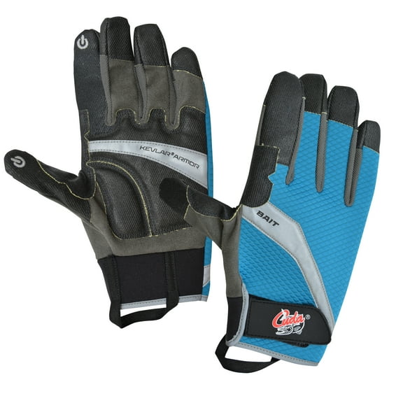 Cuda Bait Gloves, Neoprene/Microfiber, Medium, Blue/Black, for Fishing, 1-Pair