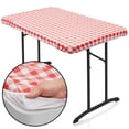 thumbnail image 2 of Lann's Linens 48'' x 30'' Fitted Vinyl Tablecloth w/ Flannel Backing, Red Checkered, 2 of 6