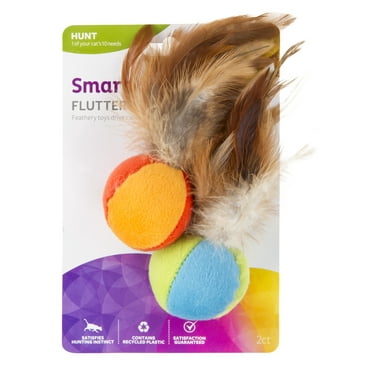 SmartyKat Flutter Ball Cat Toy Feather Ball 2 Pack