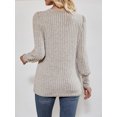 thumbnail image 4 of SUNSIOM Women Fashion Ribbed T-Shirts Solid Color Square Neck Buttons Puff Long Sleeve Shirts Spring Fall Casual Loose Fit Tops, 4 of 6