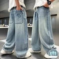 thumbnail image 4 of CAIXIA Baggy Jeans Y2k for Boys Wide Leg Stretch Denim Pants Baggy Loose Fit Long Trousers Elastic Waistband Streetwear with Pockets for Kids, 4 of 5