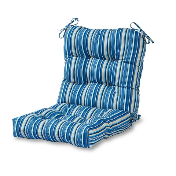 Greendale Home Fashions Sapphire Stripe 42 x 21 in. Outdoor Reversible Tufted Chair Cushion
