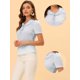 thumbnail image 2 of Blusa de verano Allegra K con cuello anudado y volantes de manga corta para mujer Azul L, 2 of 5