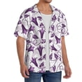 thumbnail image 2 of Fotbe Violets Flowers Camisa Estampada de Manga Corta para Hombre, Casual de Verano, Estilo Playero, Sin Arrugas-Small, 2 of 5