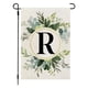 thumbnail image 1 of Bandera de jardín con monograma personalizado y diseño de planta verde: bandera decorativa de lino de doble cara para exteriores, ideal para patios, porches o balcones. Bandera colgante resiste, 1 of 1