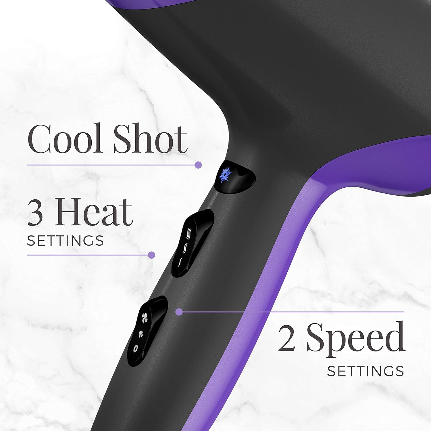 Remington Damage Protection Hair Dryer with Ceramic + Ionic + Tourmaline Technology, Purple, 3 Piece Set