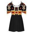 thumbnail image 4 of Usmixi Summer Tee Shirt for Women Women's Cold Shoulder Tops Empire Waist Top Western Ethnic Diamond Print Short Sleeve Shirts Casual Blouses Tunics Black XXXL, 4 of 5