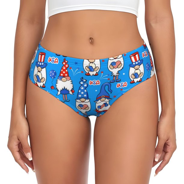Fotbe Gnomes in USA Calzones Estampados para Mujer – Ropa Interior de Algodón, Cómoda, Suave y Elástica-Large