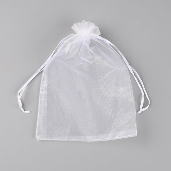 100pcs Rectangle Organza Gift Bags Drawstring Bags for Party Candy Jewelry Bags & Pouches Clear 205x150x1mm