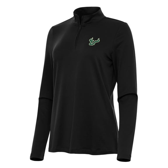 Women's Antigua Black South Florida Bulls Reprocess Quarter-Zip Top